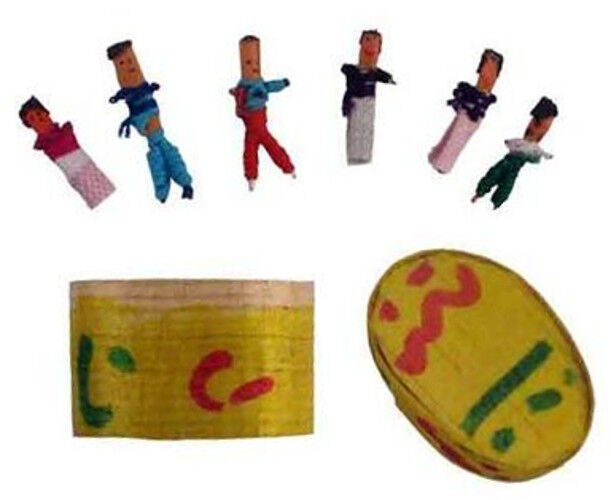 Six (6) Guatemalan WORRY DOLLS in Box with Description