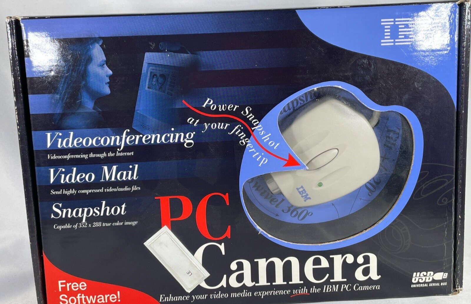 Vintage 90s IBM PC Camera USB Webcam 📸 Retro Computing Windows 98/ME/2000 Colle