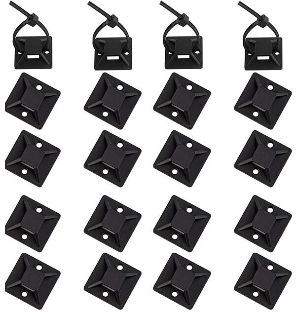 100PCS Cable Clips Self-Adhesive Cord Management Wire Holder Organizer Clamp