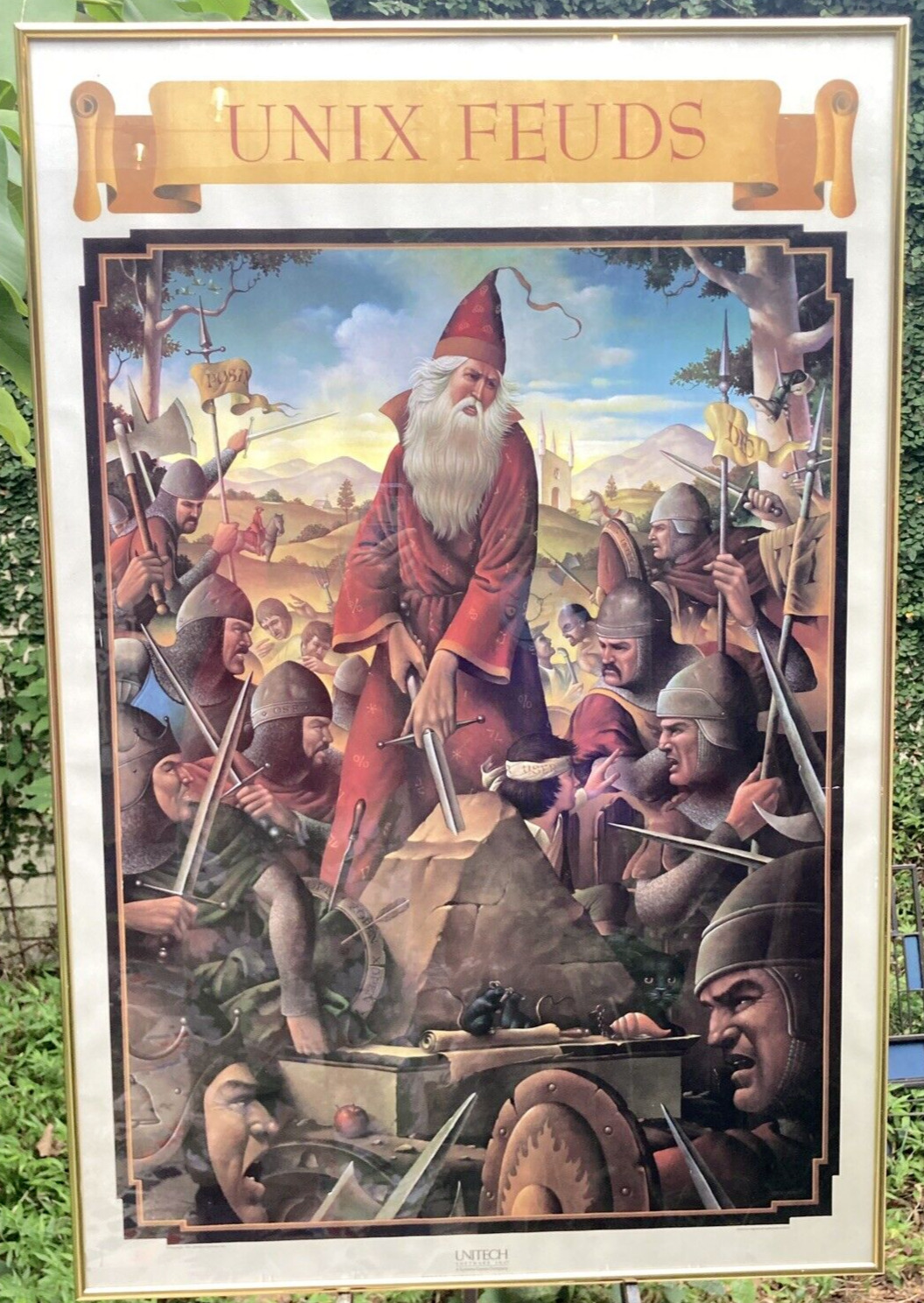 GARY OVERACRE UNIX FEUDS Original Vintage Rare Wizard Poster UNITECH 1990 Ltd Ed