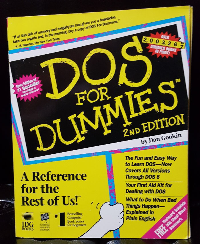 DOS FOR DUMMIES 2nd Edition Paperback Manual by Dan Gookin 1993 