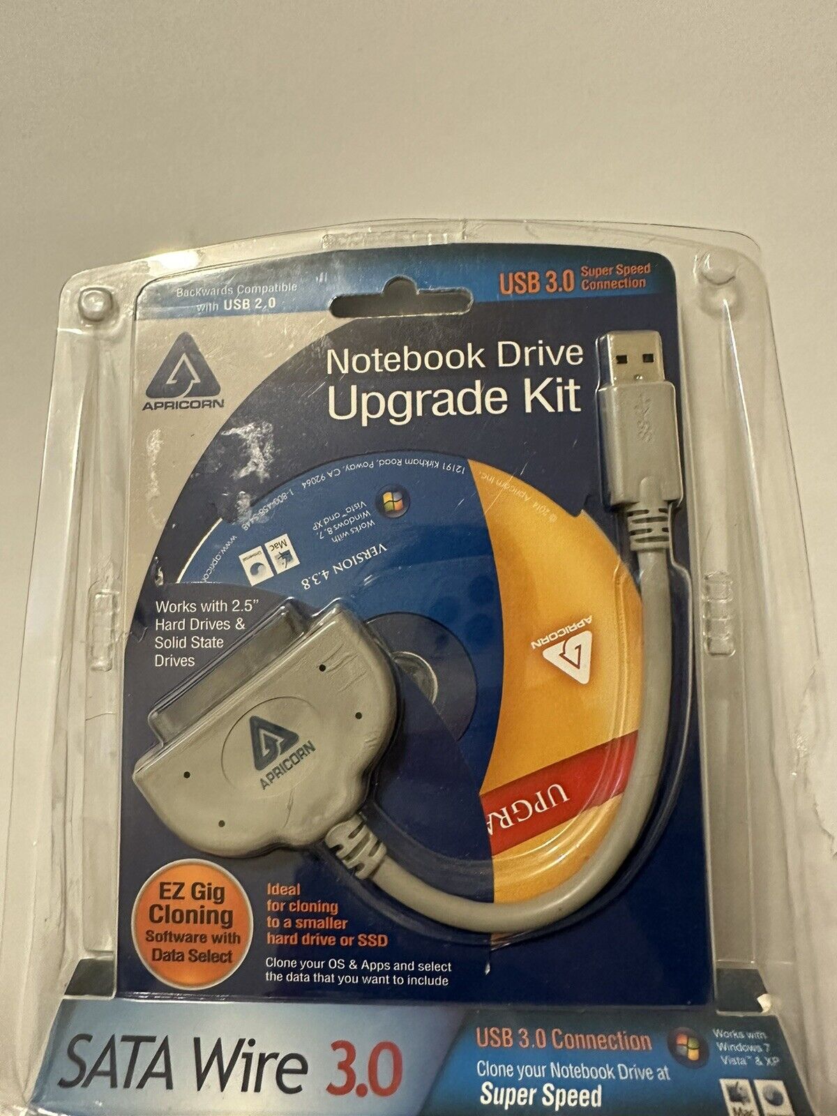 Apricon ASW-USB3-25 SATA Wire 3.0 Hard Drive Upgrade Kit PC & Mac
