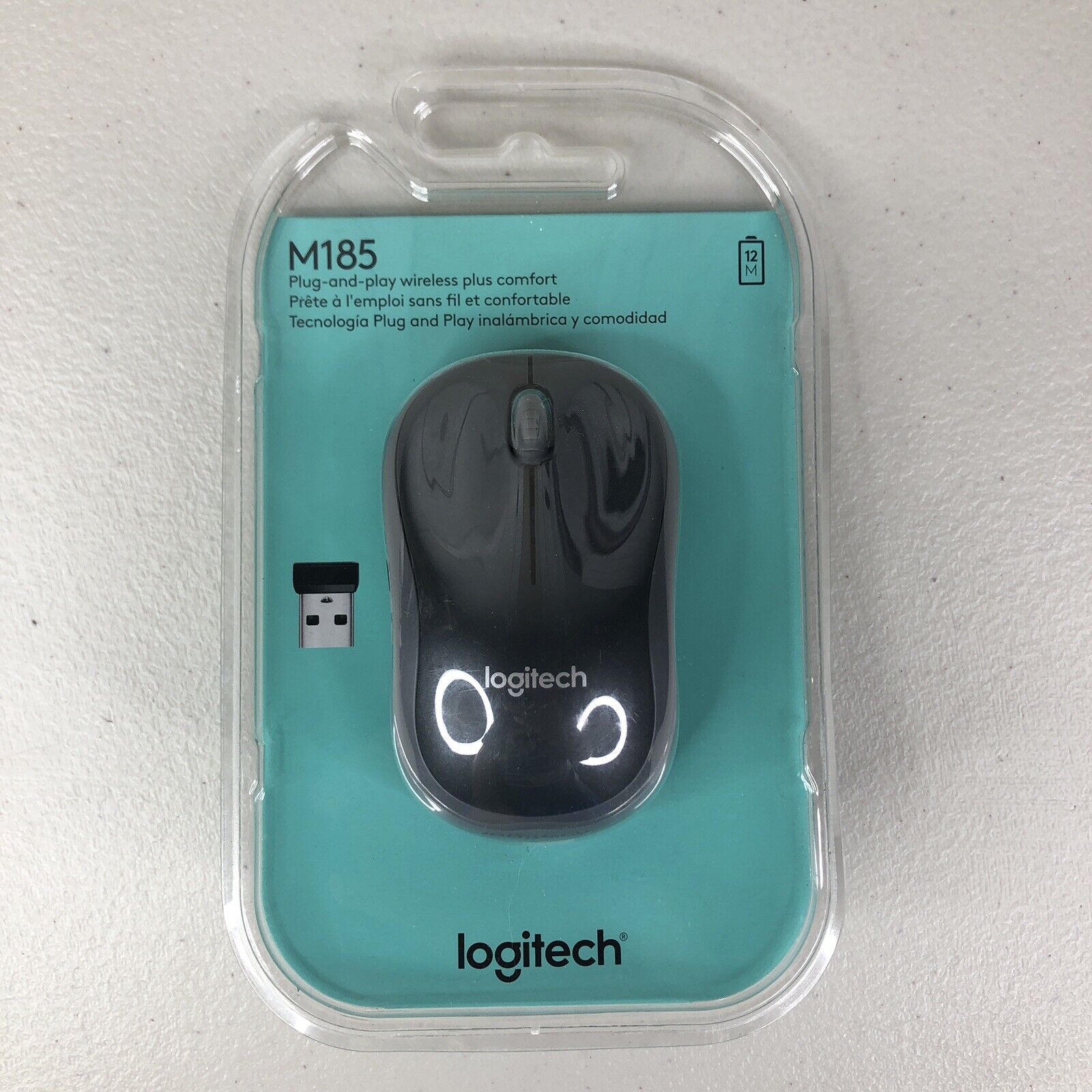 Logitech M185 Wireless Mouse NEW Swift Gray Plug and Play USB Optical 910-002255