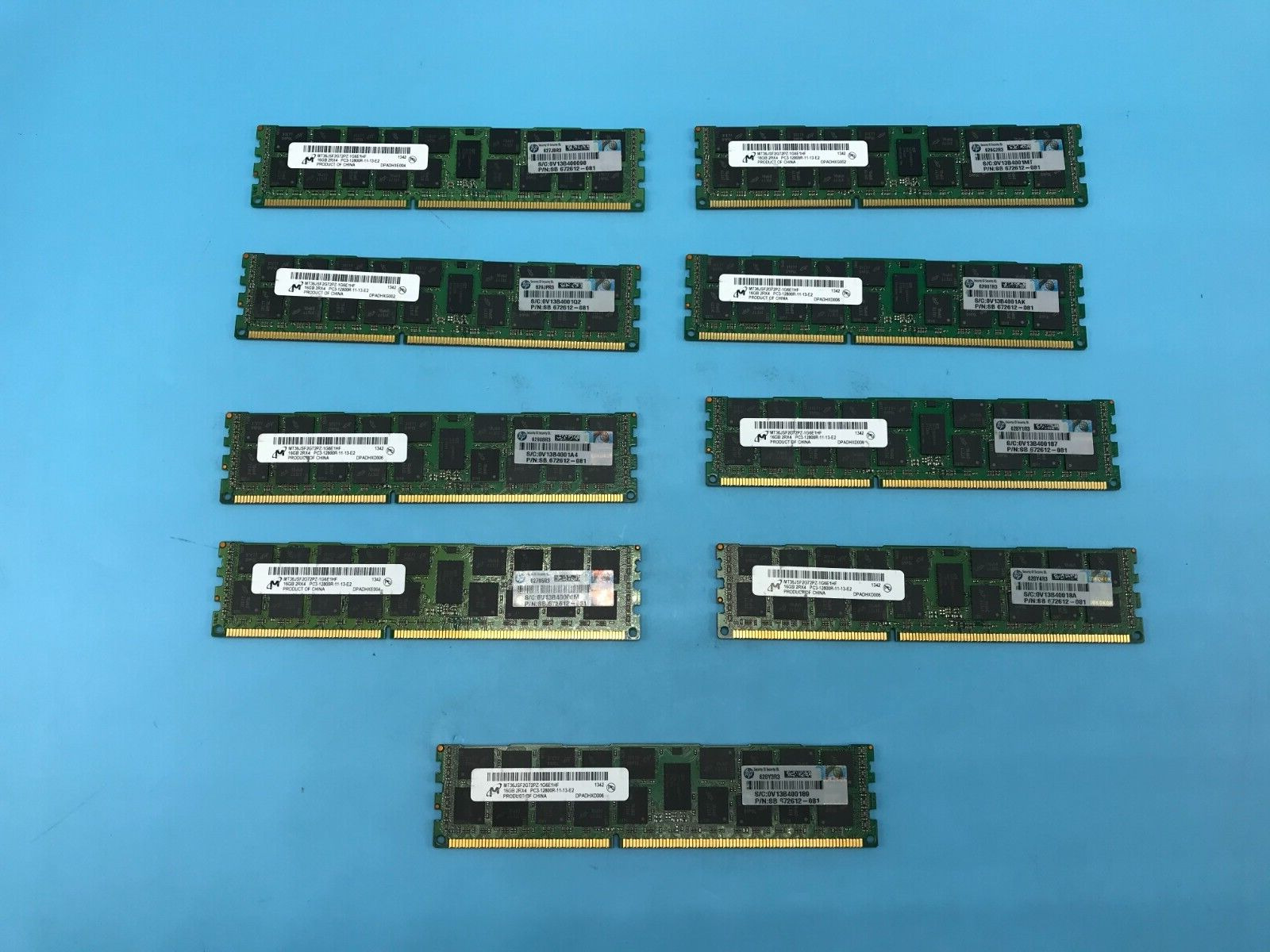 HP 144GB (9x16GB) (672612-081) 2Rx4 PC3-12800R DDR3-1600 ECC Registered Memory