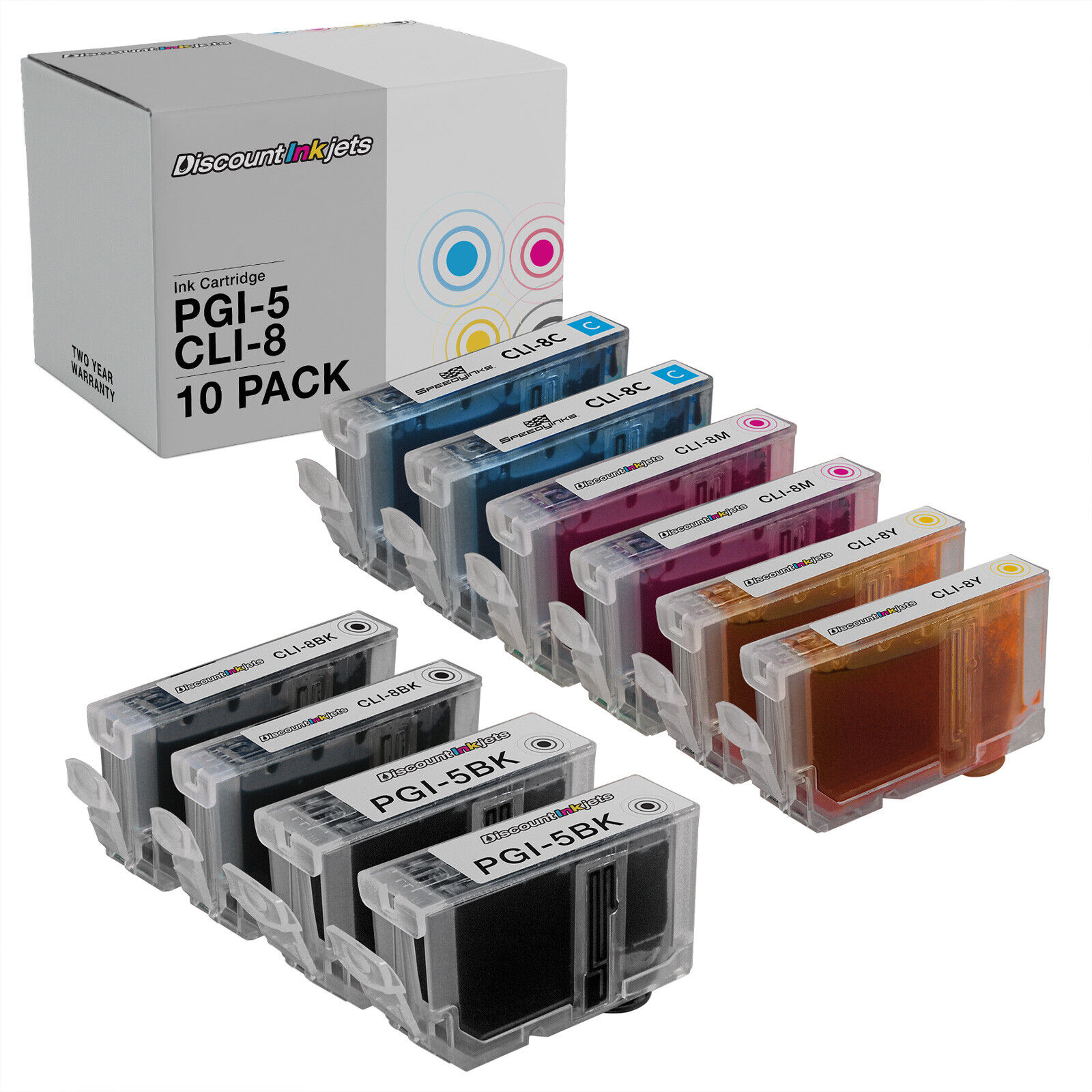 10PK PGI-5BK CLI-8 BCMY for Canon PGI5 CLI8 Ink Cartridge W/CHIP PIXMA MP600 500