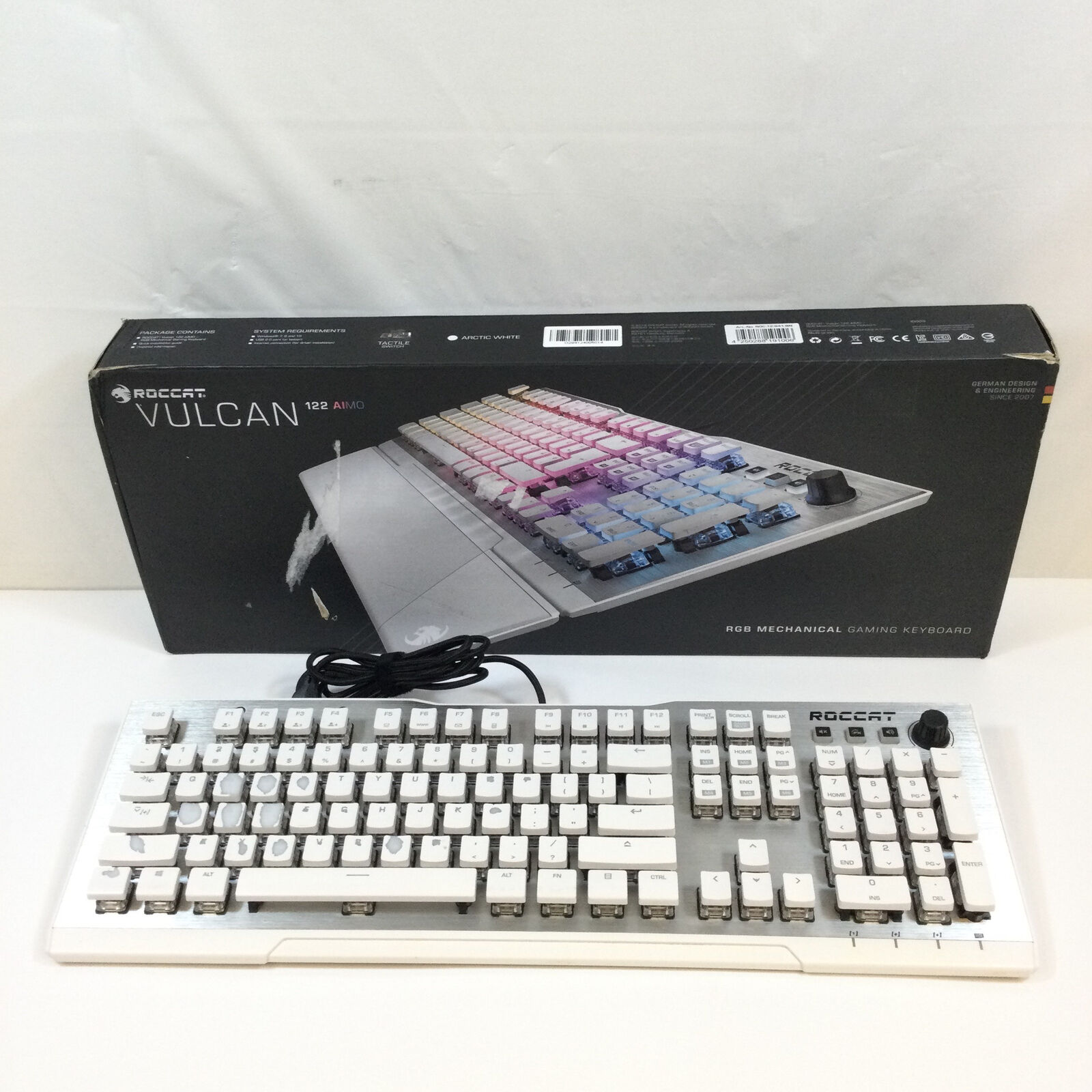 Roccat Vulcan 122 AIMO White Silver Wired RGB Mechanical Gaming Keyboard Used