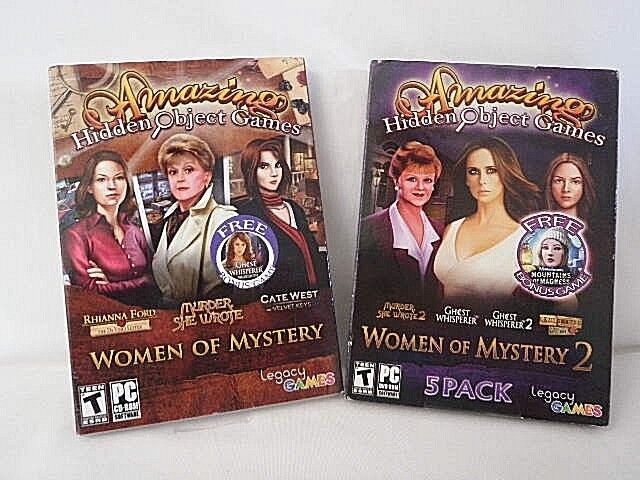 LOT OF 2 DVD ROM AMAZING HIDDEN OBJECT GAMES CHALLENGING PUZZLES AND MYSTERIES 
