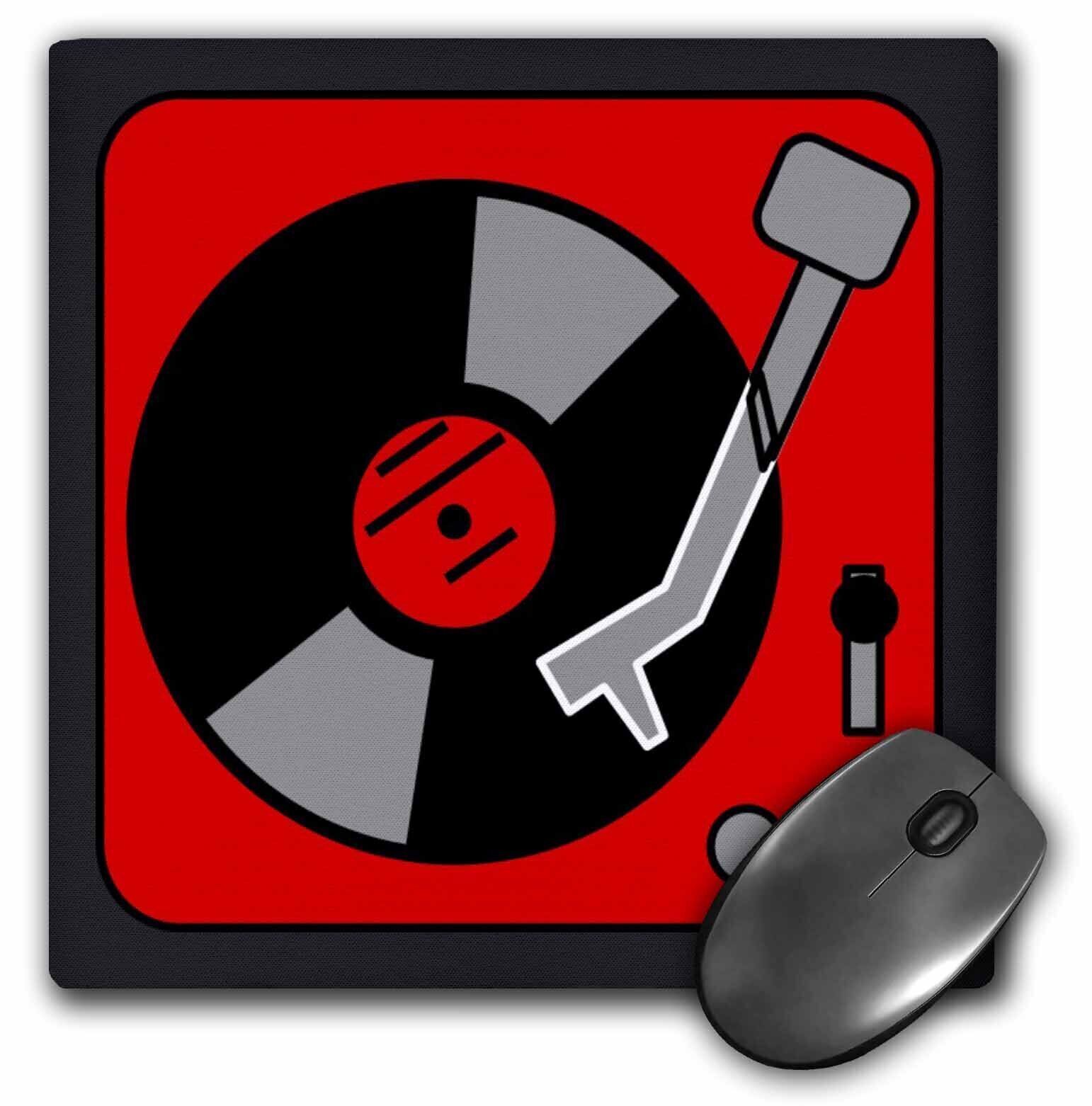 3dRose Retro Red and Black Record Player MousePad