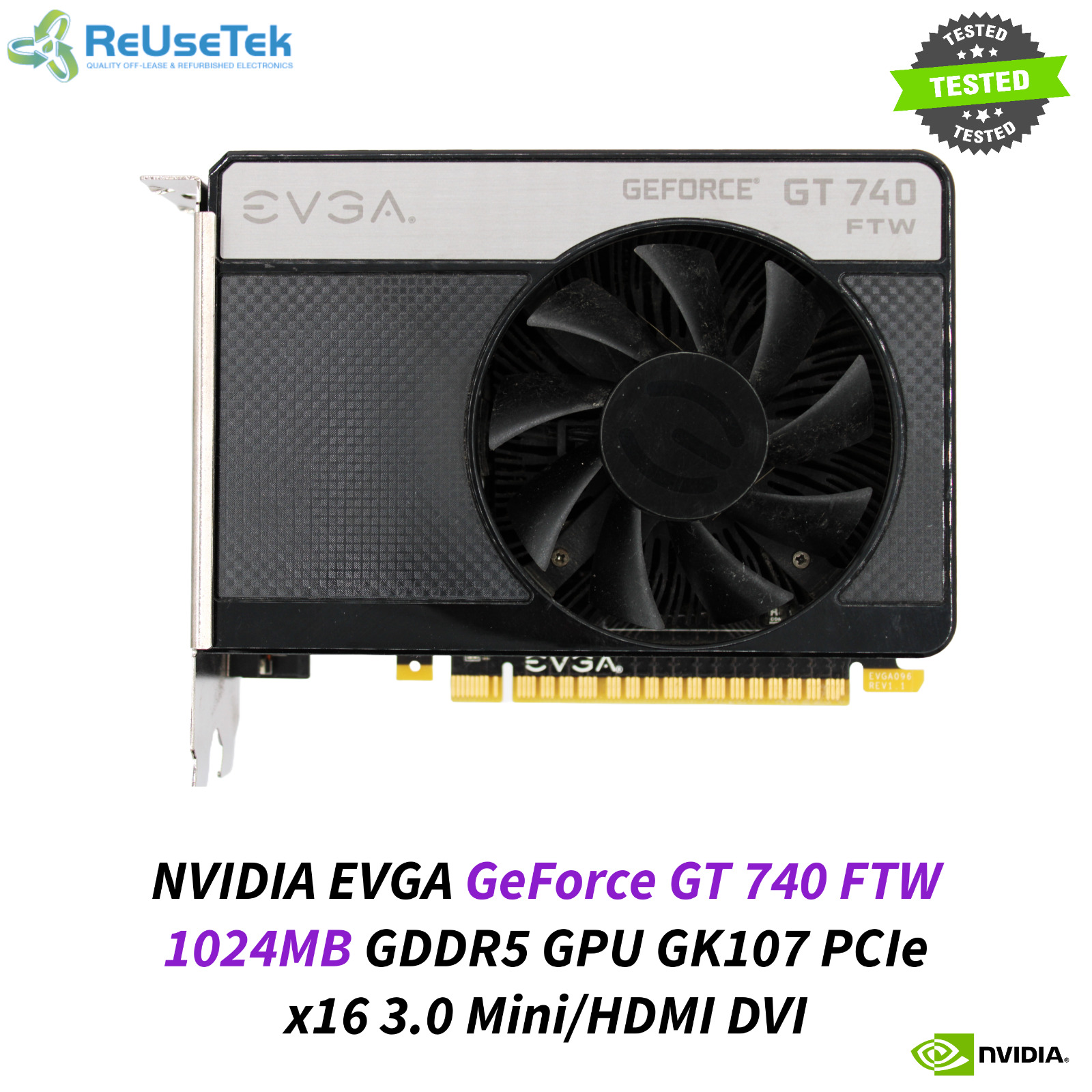 NVIDIA EVGA GeForce GT 740 FTW 1024MB GDDR5 GPU GK107 PCIe x16 3.0 Mini/HDMI DVI