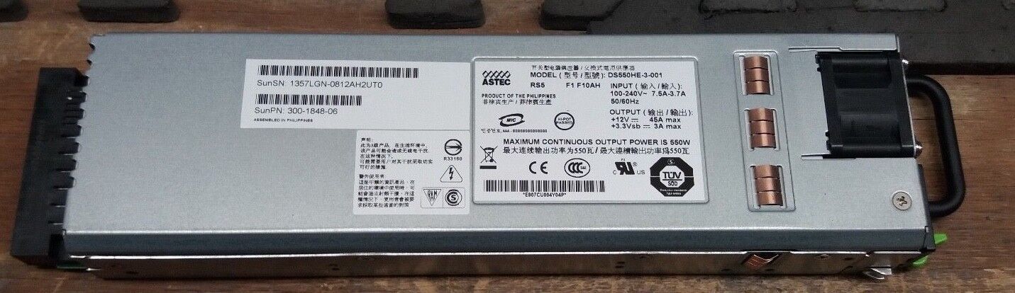SunFire X4200 Server 300-1848-06 550W Sun Power Supply Unit DS550HE-3-001 #7087