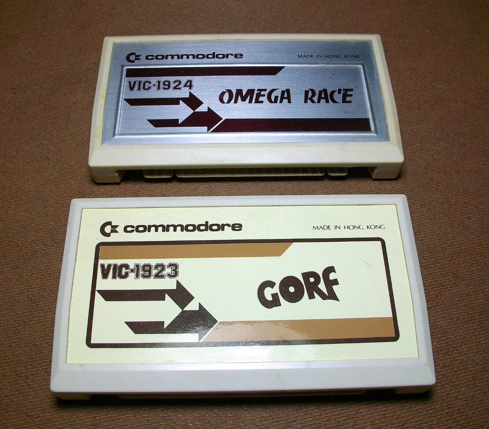 Lot of 2 GAME CARTRIDGES for Vintage Commodore VIC-20 Computer OMEGA RACE & GORF