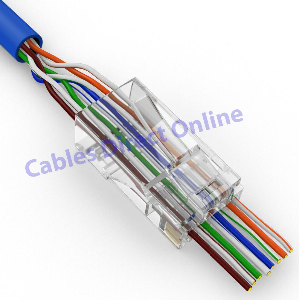 Cat6 RJ45 Network Easy Plug 8P8C Cable Quick Connector End Pass Through Lot 