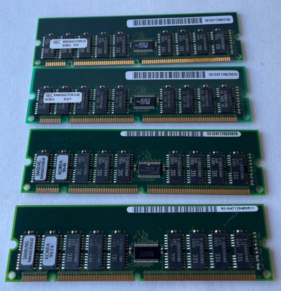Lot of 4 Sun 501-2471 X132M 32MB ECC DIMM 60NS for SPARCstation 5