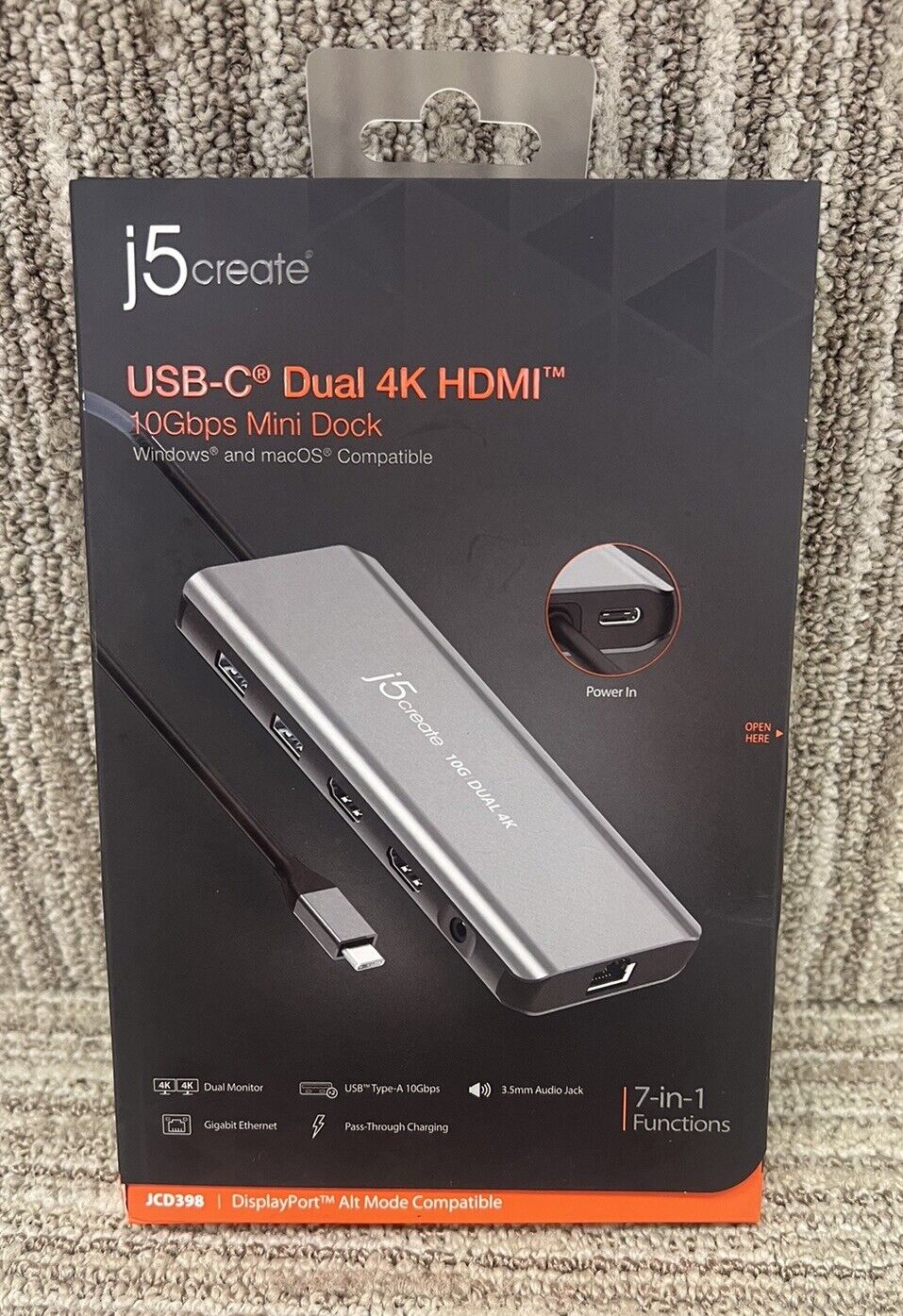 j5 Create USB-C Dual 4K HDMI 10Gbps Mini Dock JCD398 - New - 