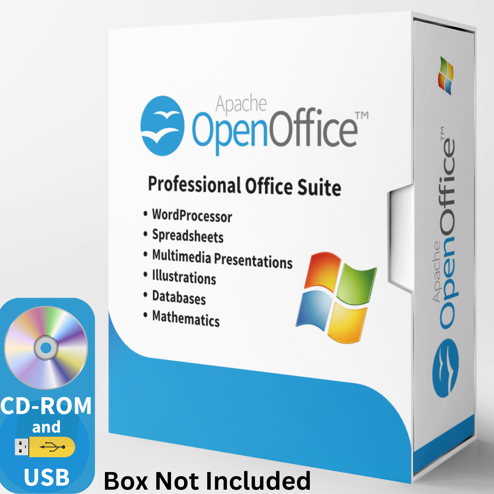 Open Office Software Suite for Windows on CD/USB - For Home and Student 2023