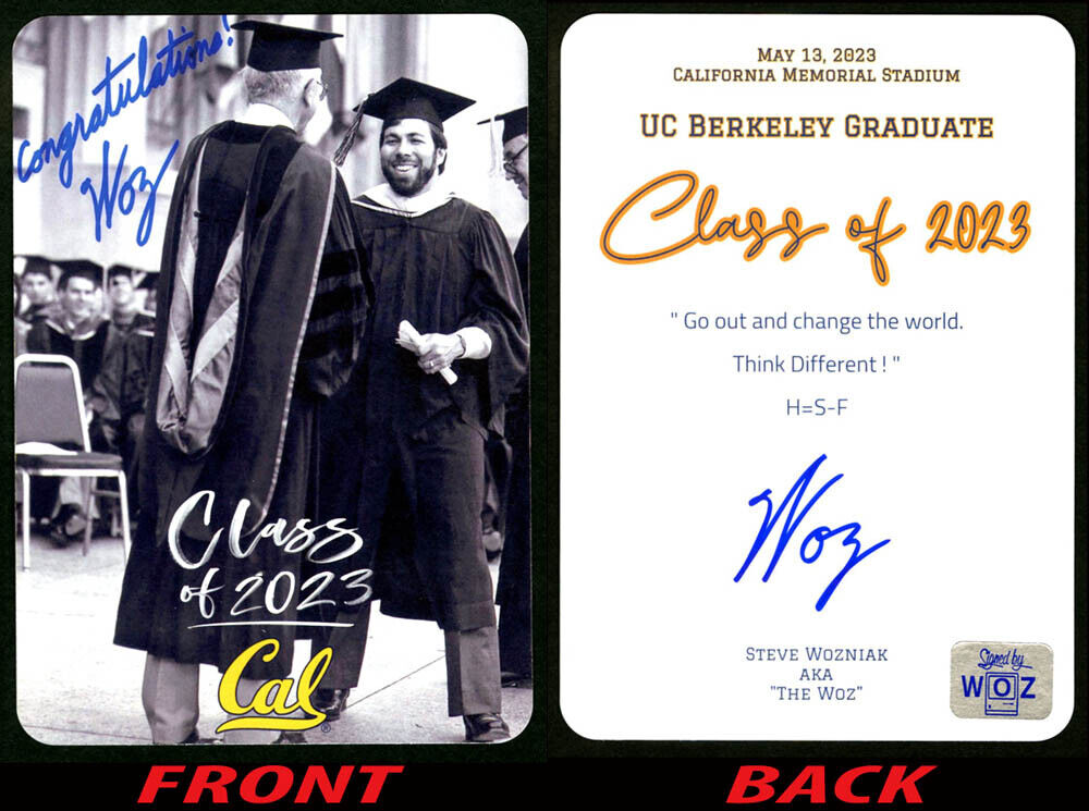 Steve Woz Wozniak SIGNED 5x7 Grad Card Cal Berkeley Speaker AUTOGRAPHED Apple