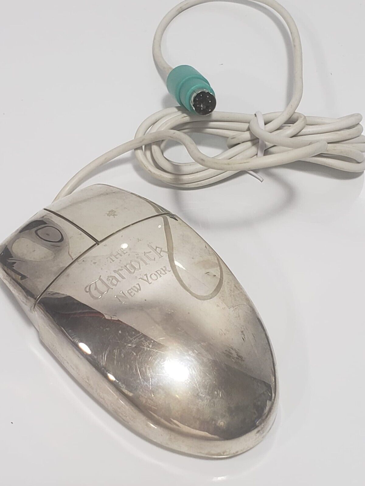 Rare Vintage 'The Warwick New York' PS/2 Mouse Silver Plated Model MUO6P