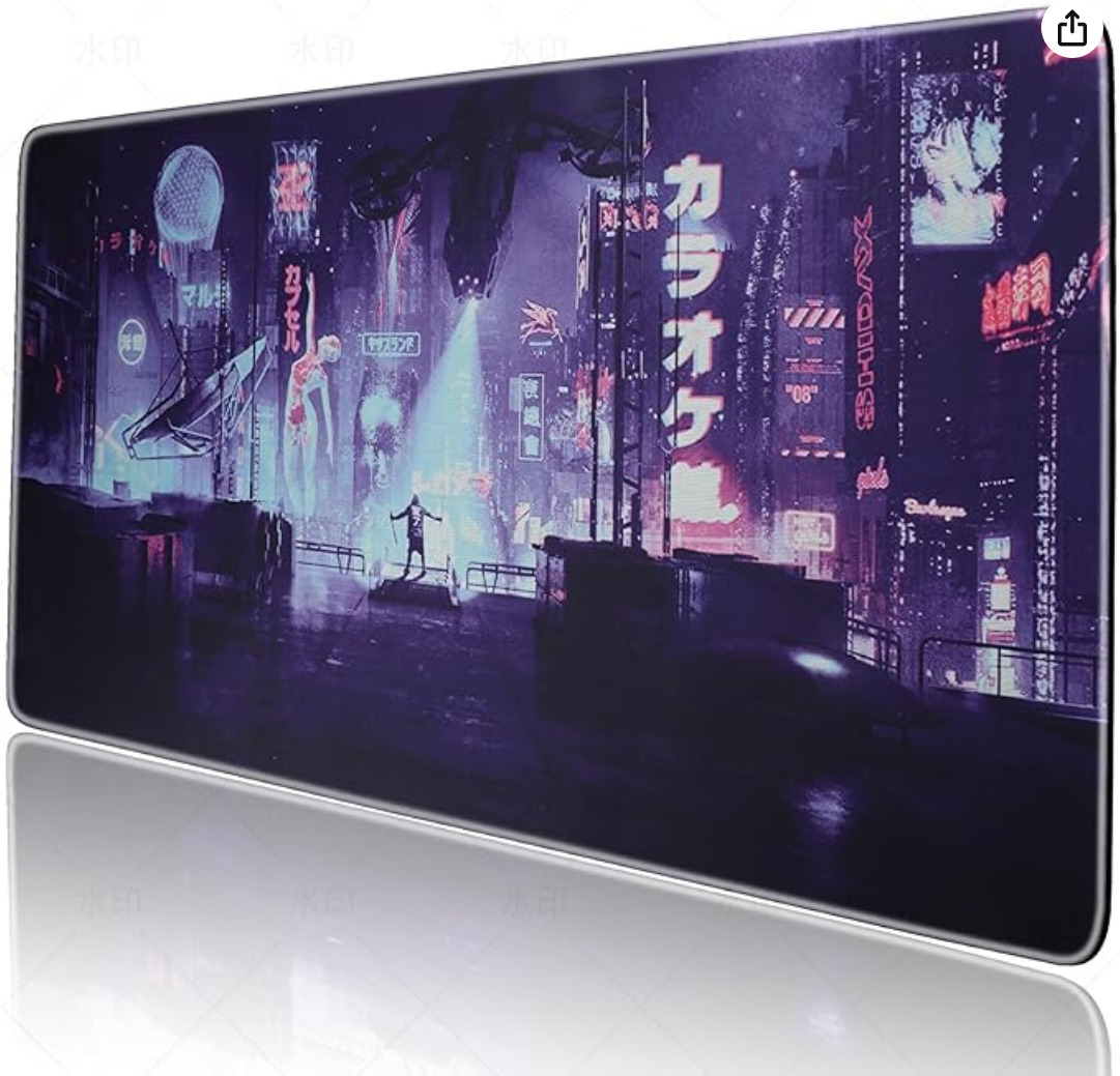 Large Japanese Cyberpunk Mouse Pad for Desk