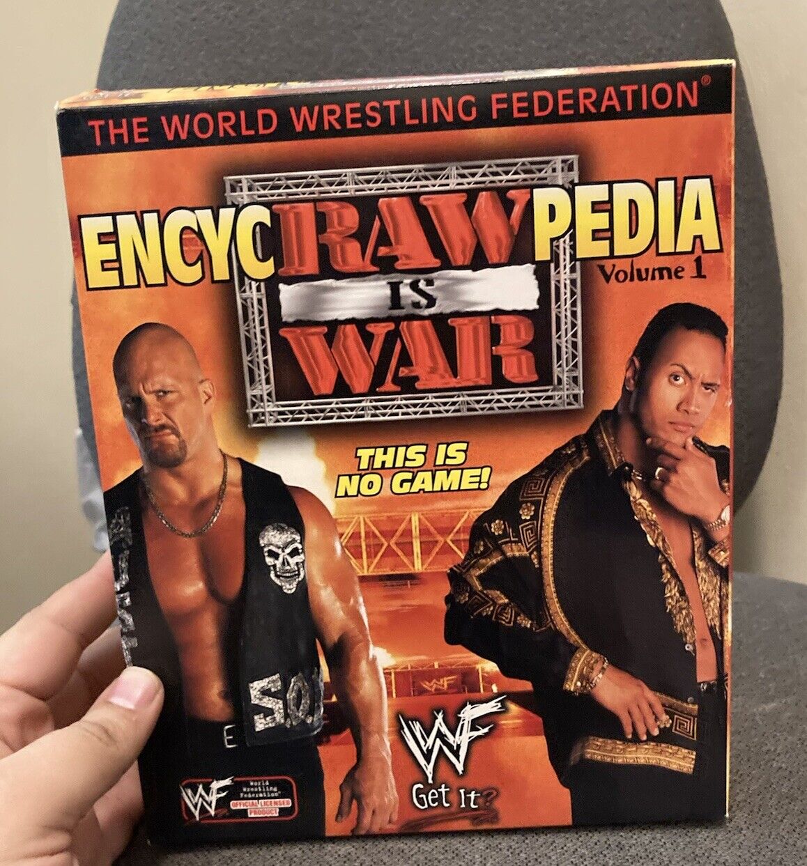Rare PC Big Box WWF WWE Raw Encyclopedia War The Rock Stone Cold Steve Austin