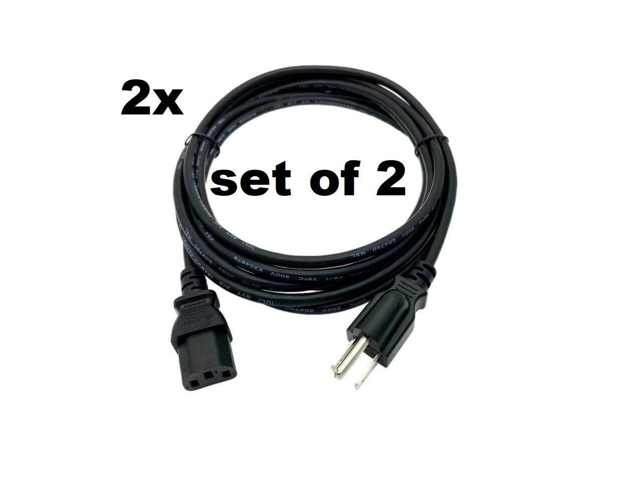 2x 25ft Long 16 gauge AC Power Cord Heavy Duty IEC320 Cable/Wire PC Desktop