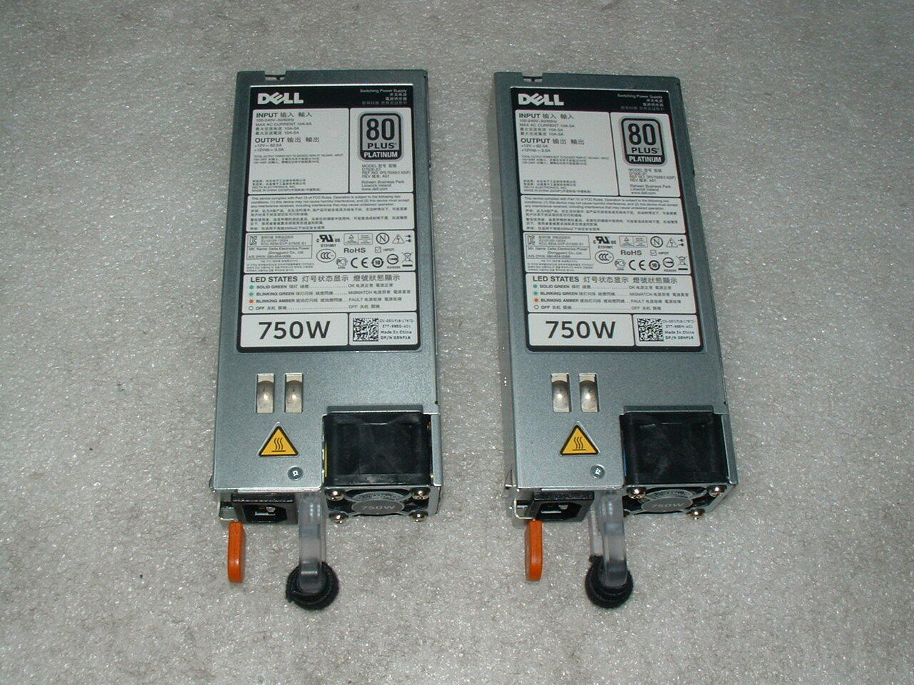 Lot of 2 ___ Dell 5NF18 // D750E-S1 PowerEdge R720 750W Switching Power Supply