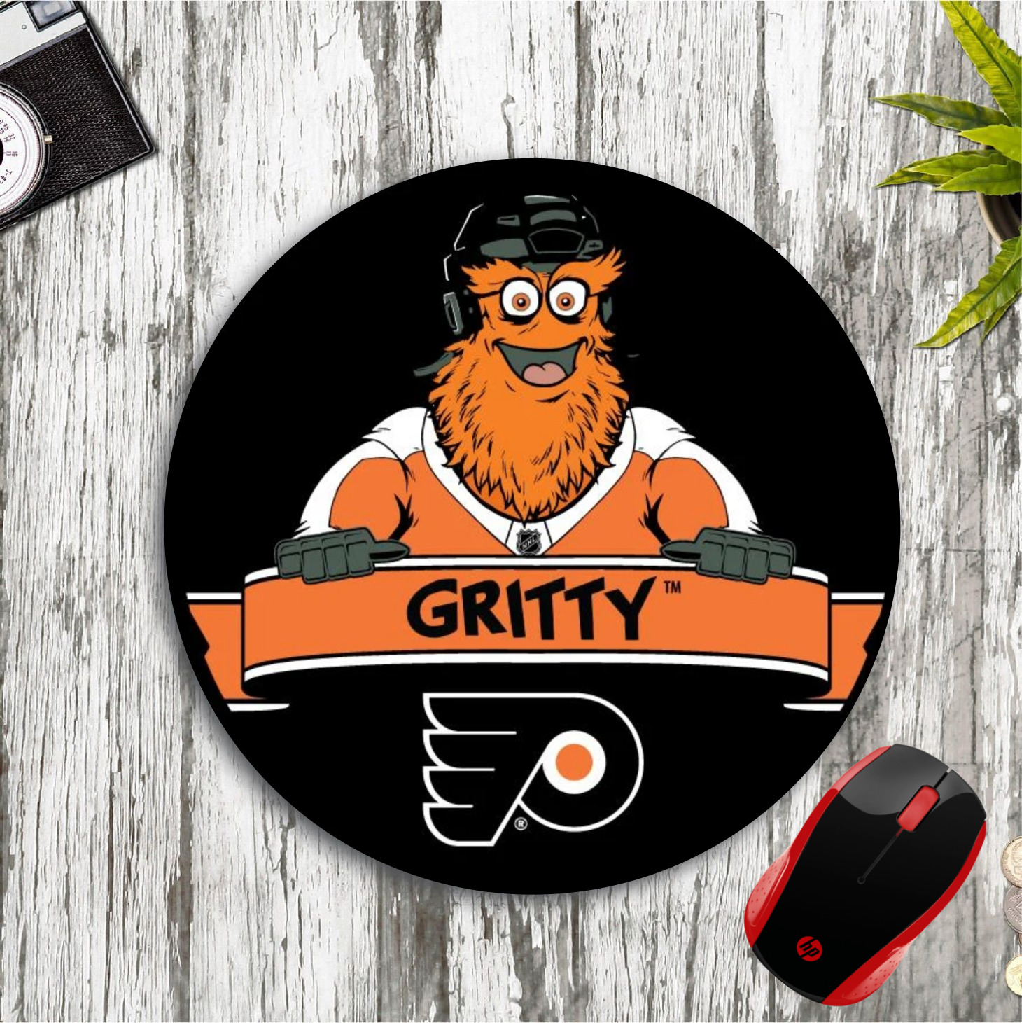 PHILADELPHIA FLYERS GRITTY ROUND NEOPRENE MOUSE PAD MAT HOME SCHOOL OFFICE GIFT
