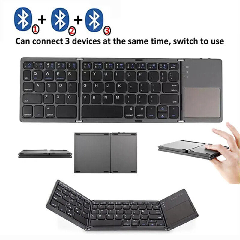 Mini Three Folding Wireless Bluetooth Keyboard for Tablet Phone Laptop Keyboard