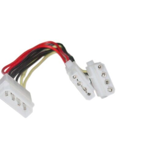 8in 4 Pin Molex Power Y Cable, 5.25 inch Male to Dual 5.25 in Female 11W3-01208