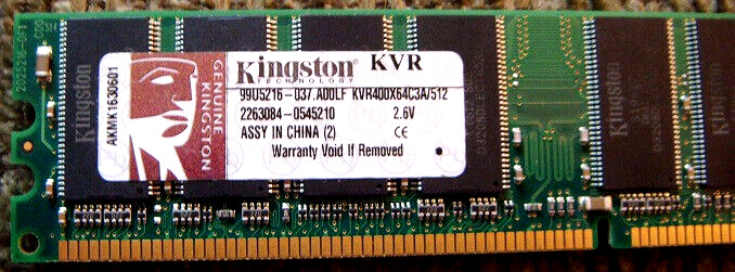 2 x 512 Kingston KVR Memory-2 Desktop  and 2 pieces of 1GB KVR-- Used