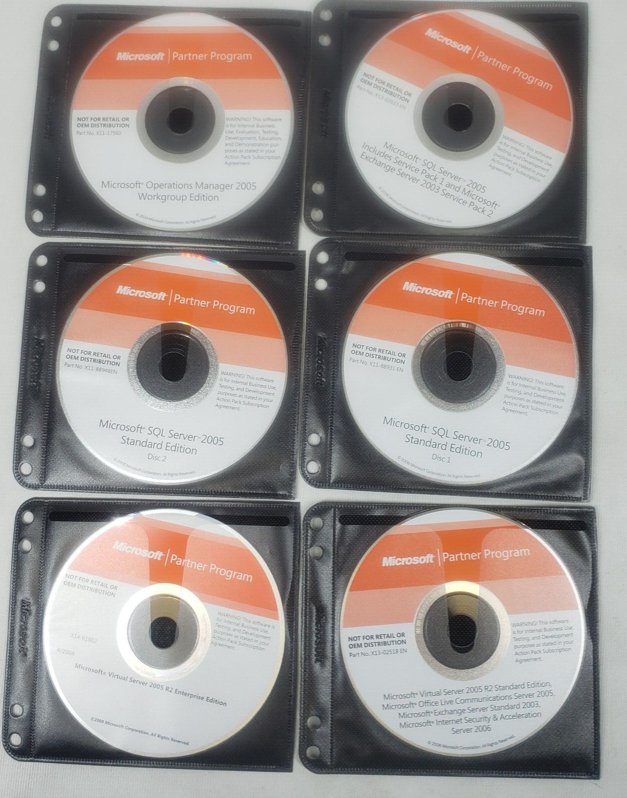 6 Microsoft Partner Program Discs Microsoft Server 2005 Various Programs