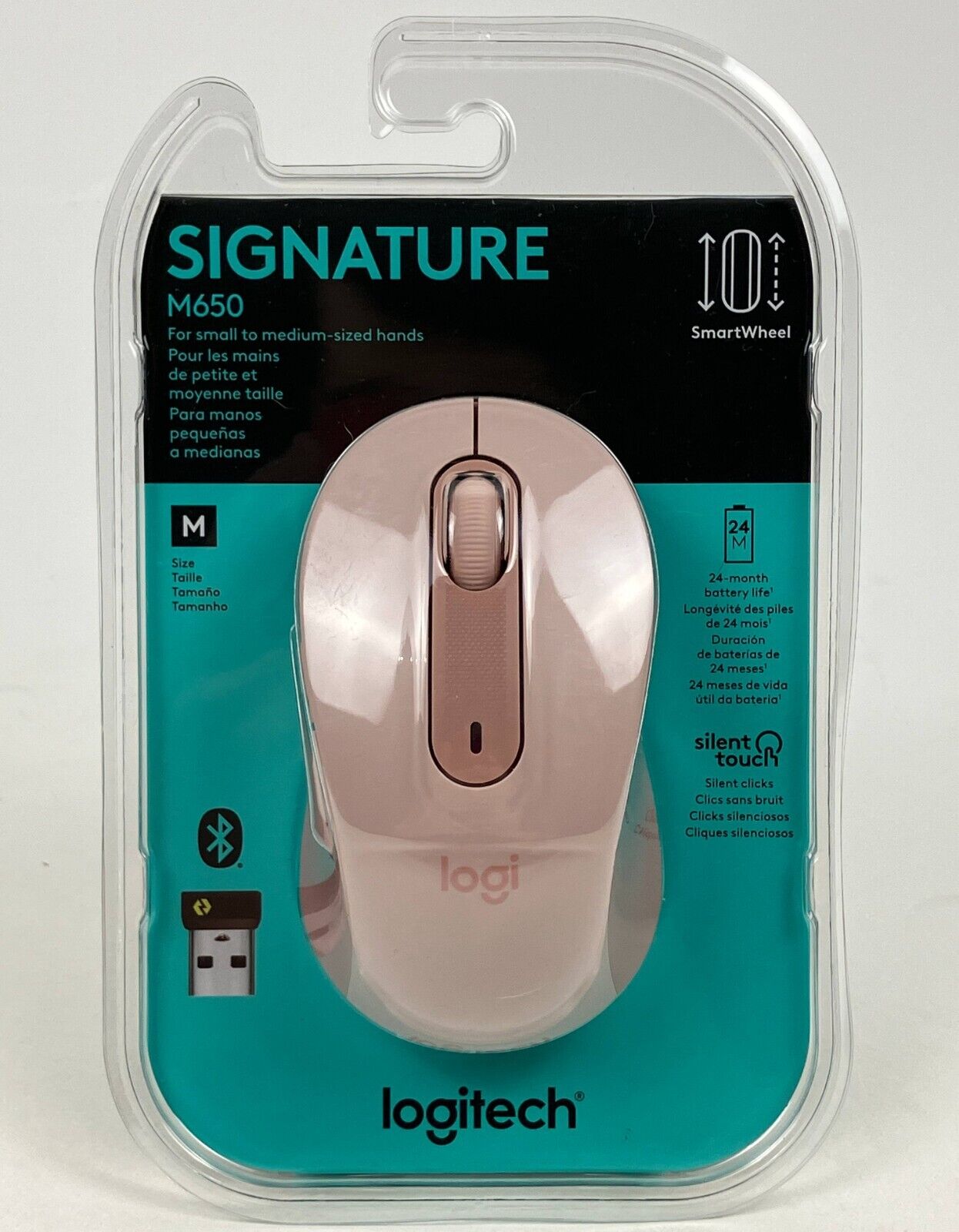Logitech - Signature M650 Wireless Scroll Mouse with Silent Clicks - Rose