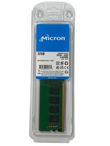 Micron 32GB MTA18ASF4G72AZ-3G2 DDR4-3200 ECC UDIMM CL22 Server Memory Ram Module