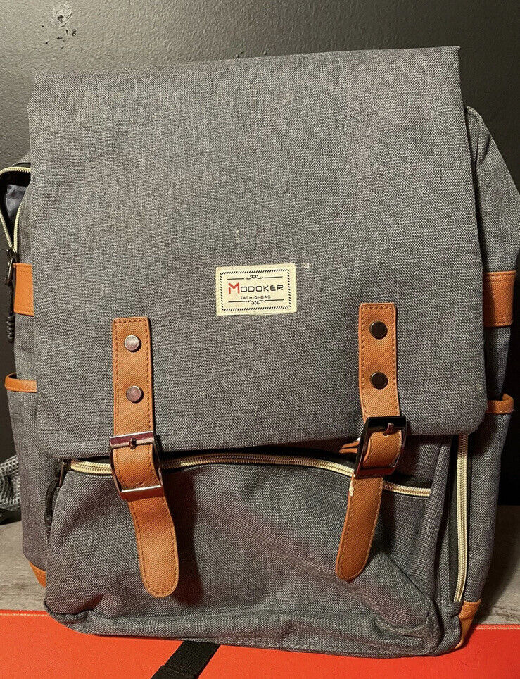 Modoker Vintage Look Laptop Backpack Luggage Bag Tote Gray