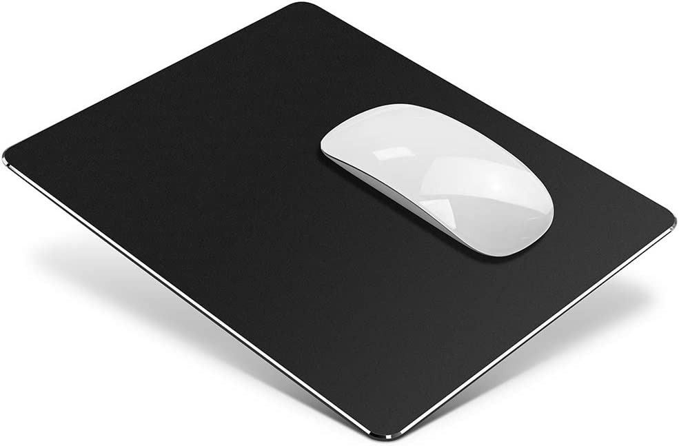Metal Aluminum Mouse Pad, Office and Gaming Thin Hard 9.45 X 7.87 inch, Black