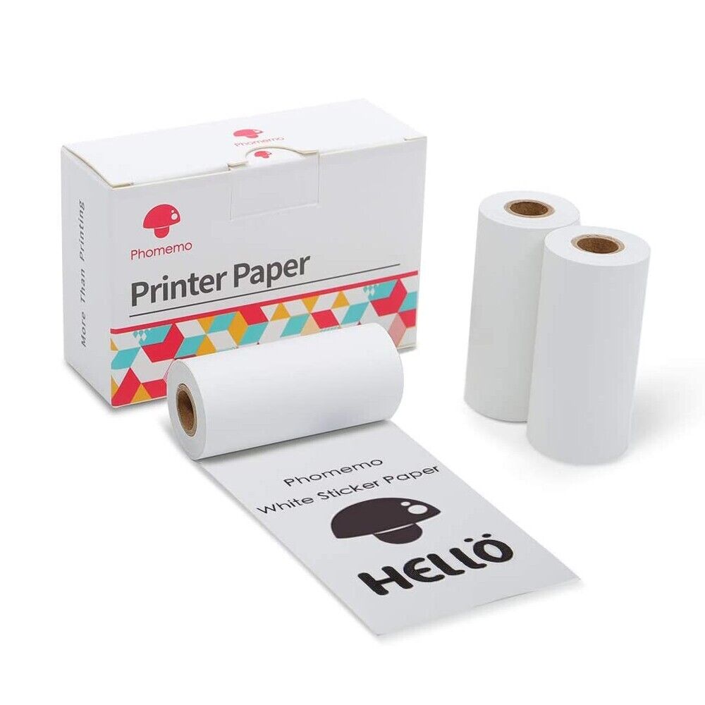 Phomemo White Sticker 20-Year Long-Lasting 53mm Adhesive Thermal Paper 