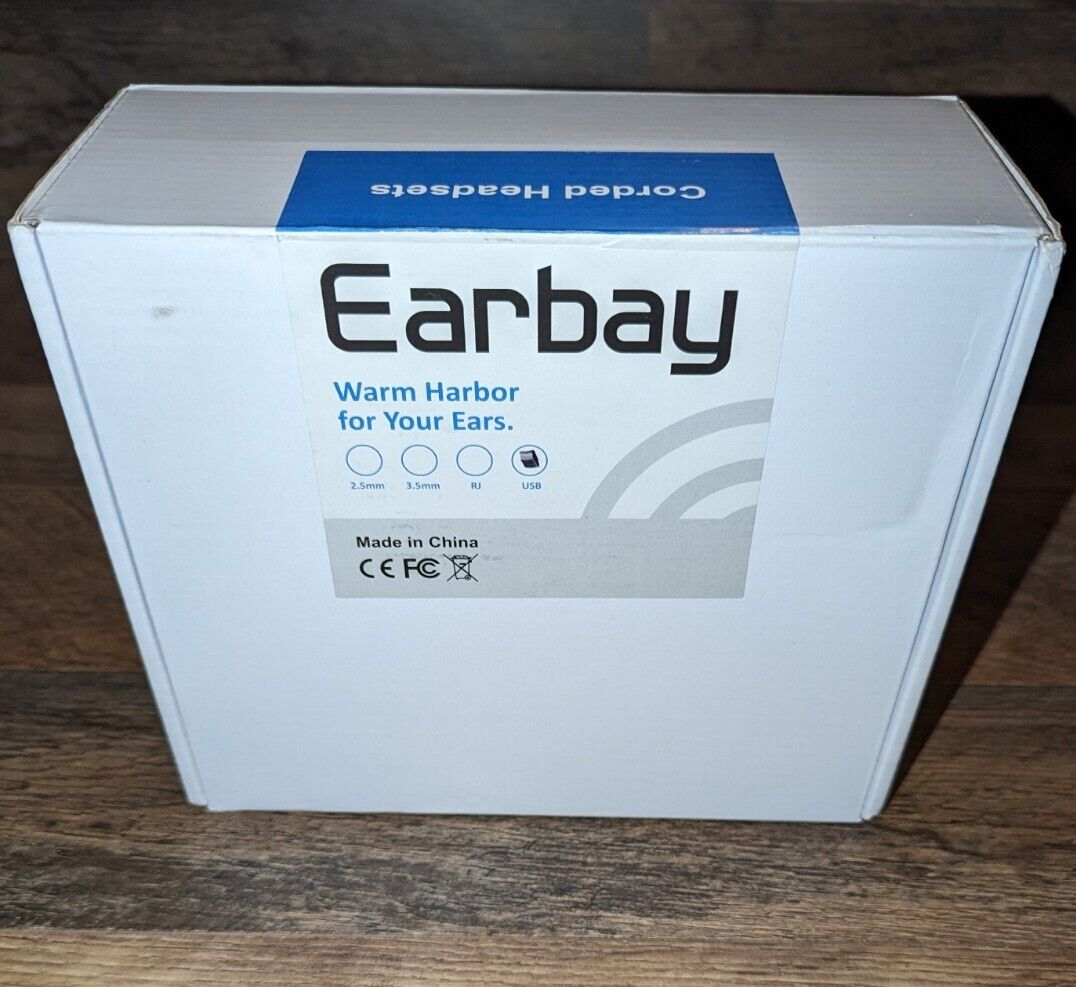 EARBAY CLASSIC CORDED HEADSET MICROPHONE HEADPHONES USB KS890USB2 NEW OPEN BOX
