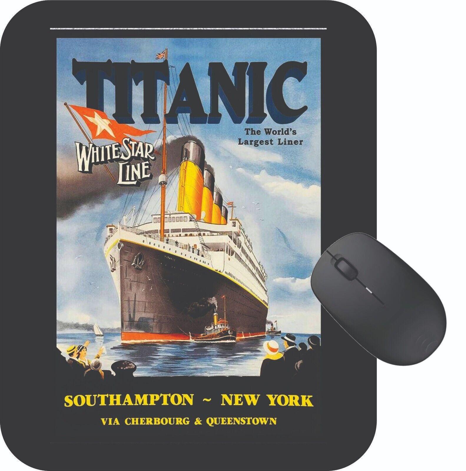 TRavle On Titanic Mouse Pad Travel Poster Art Vintage Retro