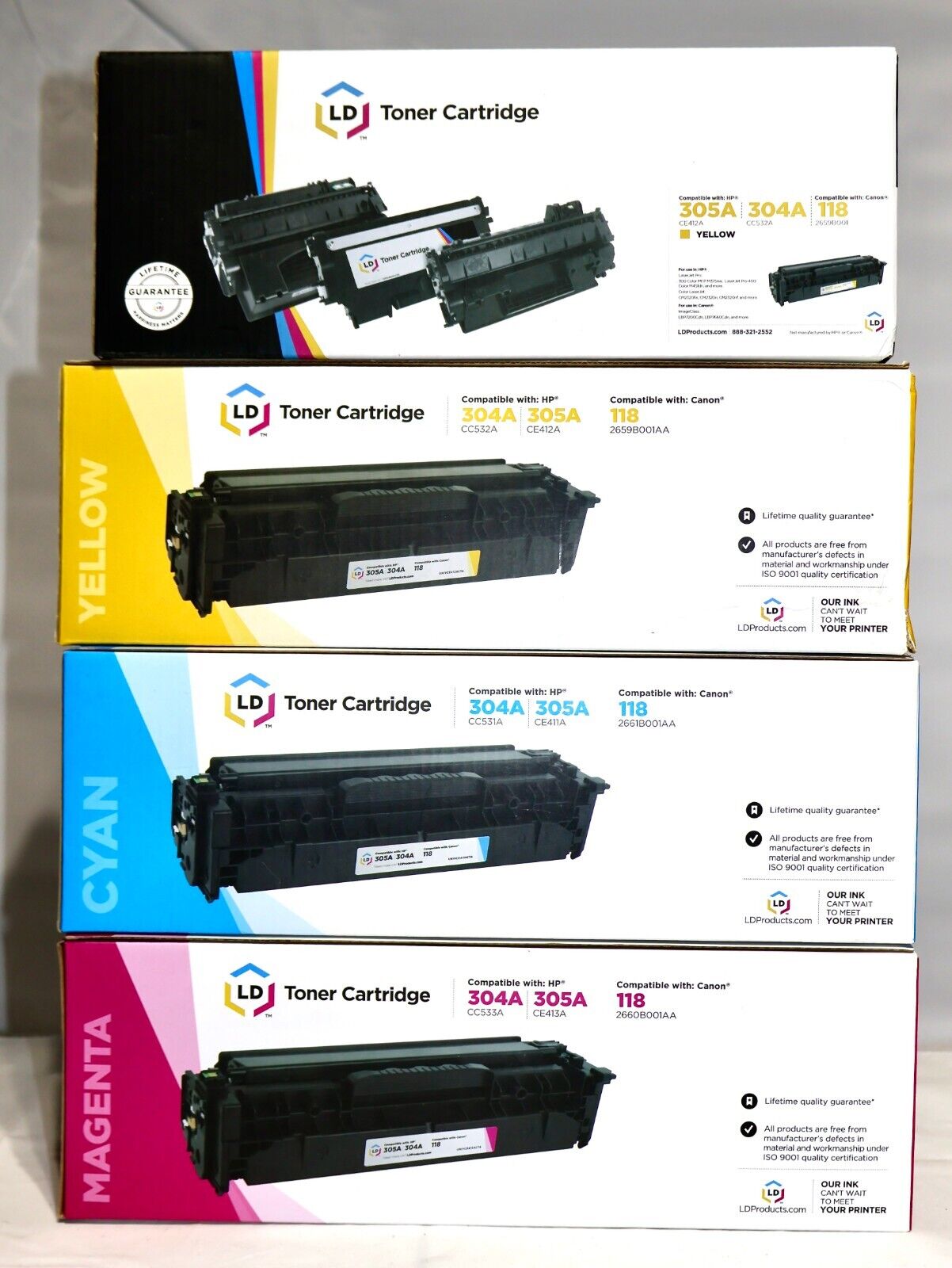 LD Toner Cartridges - Set of 4 For HP Or Canon  Laser Printer-NEW STILL SEALED