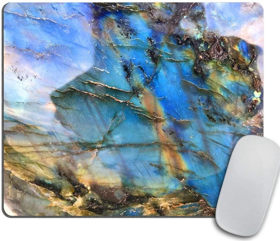 Labradorite Mouse Pad, Colorful Moonstone Mousepad, Iridescent Holographic Stone