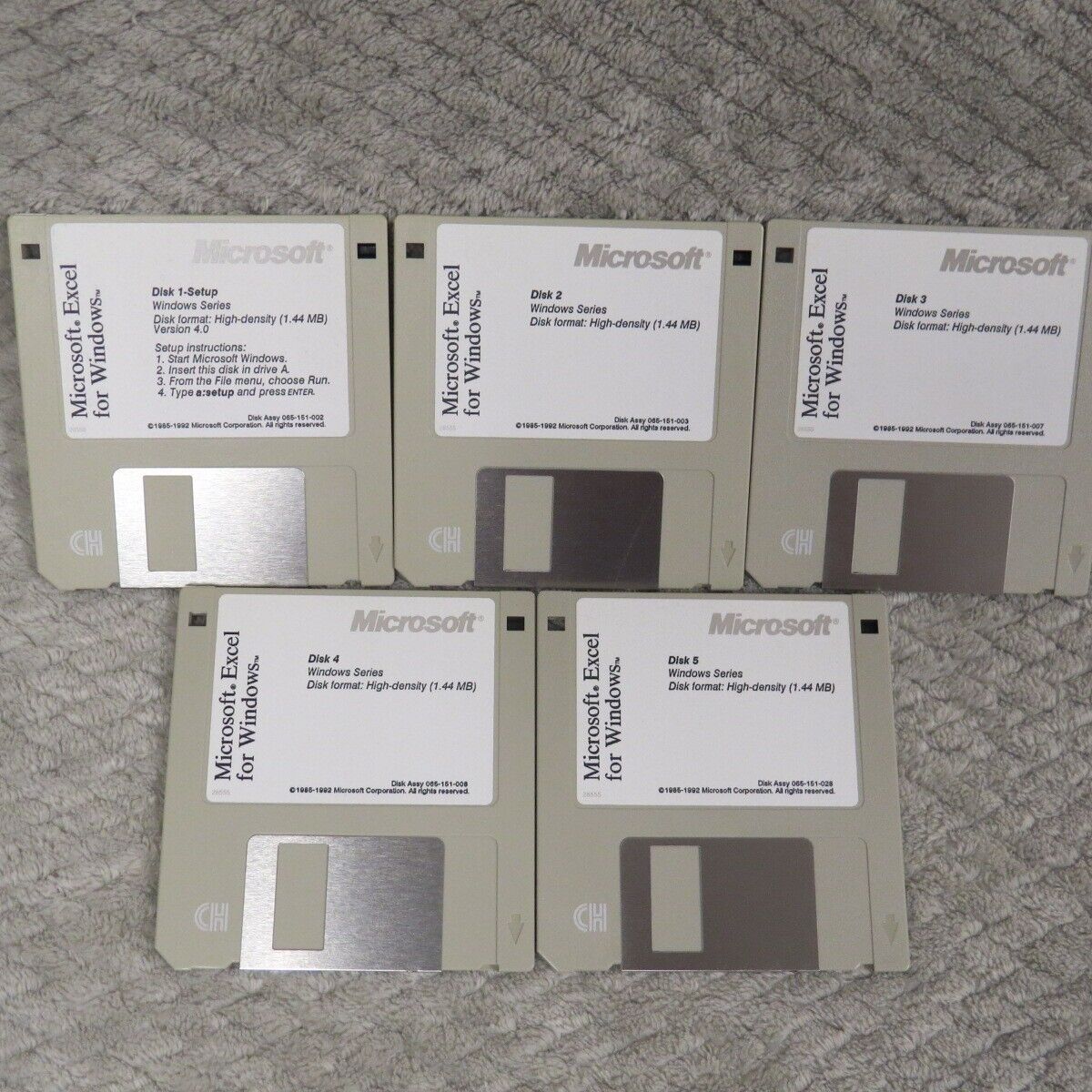 VTG Microsoft Excel For Windows Version 4.0 1985-1992 Floppy Disk 1-5 Included