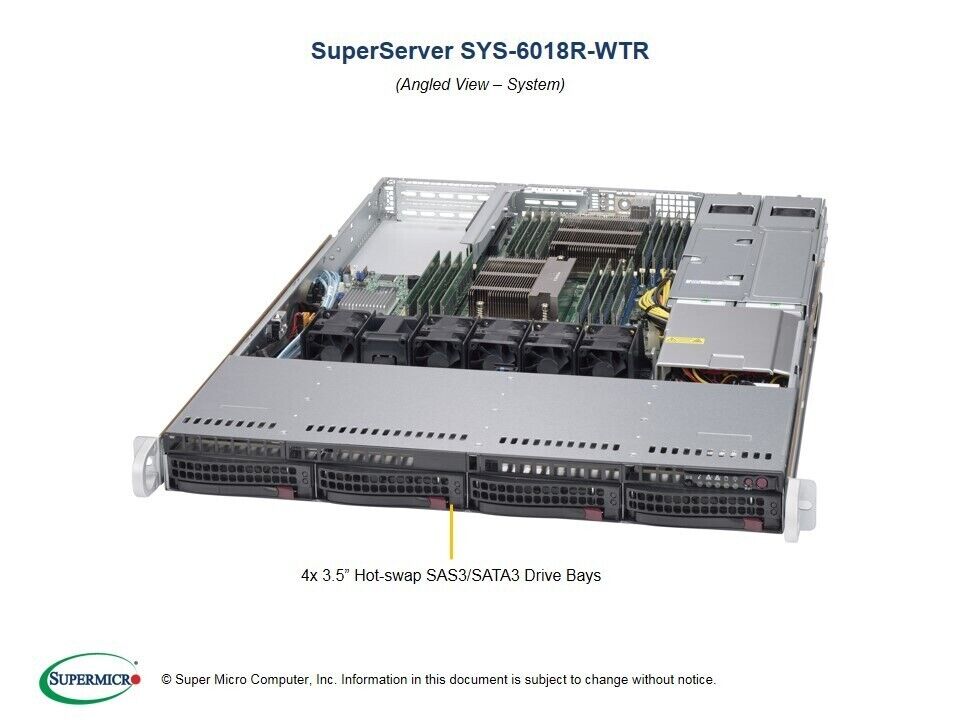 ✅*Authorized Partner* Supermicro 1U SuperServer SYS-6018R-WTR W/ (X10DRW-i)