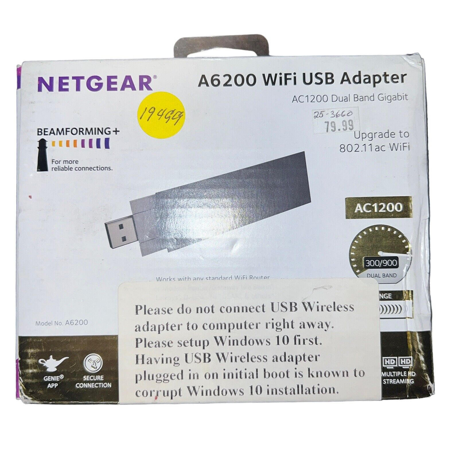 Netgear A6200 WiFi USB Adapter AC1200 Dual Band Gigabit Model A6200