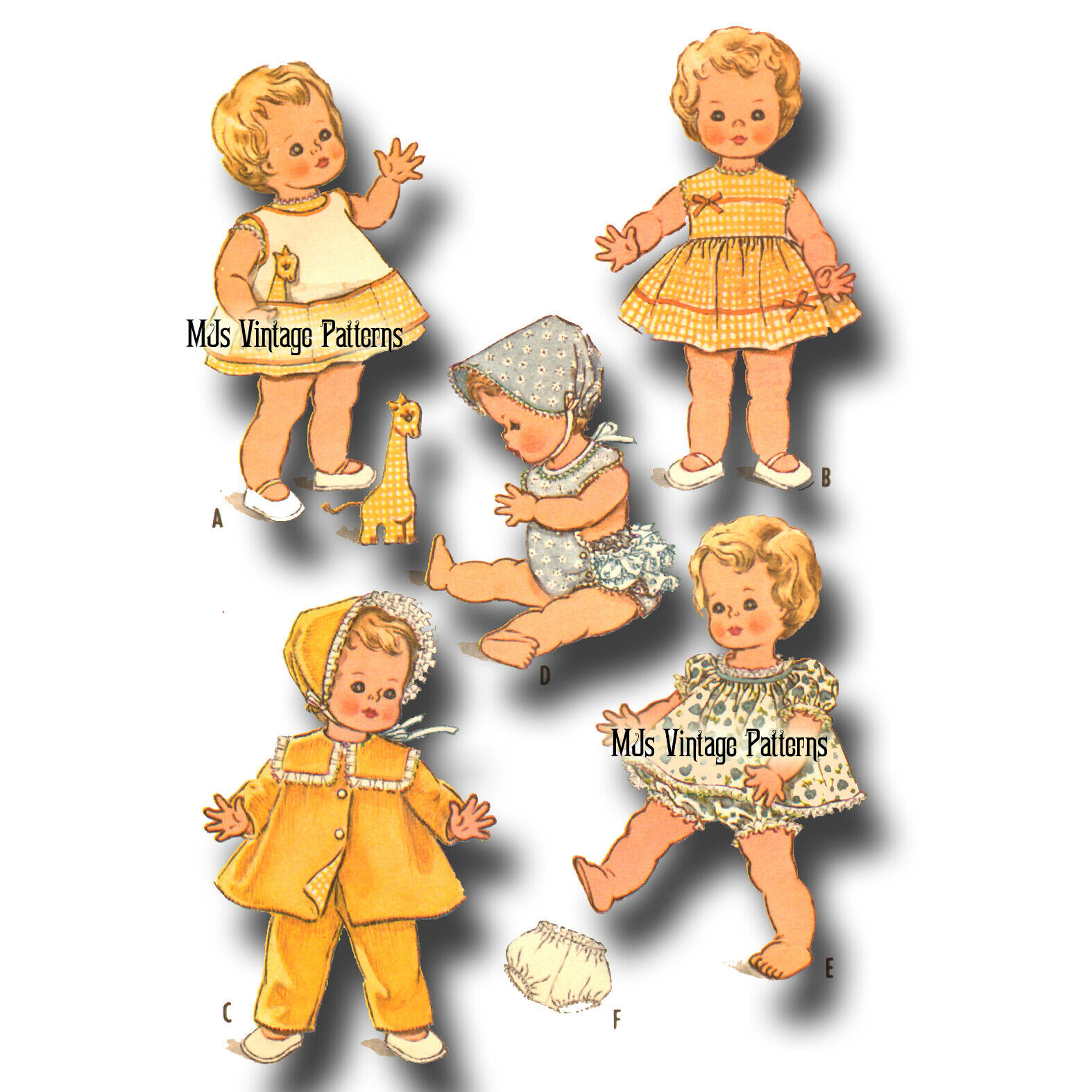 Vtg 1960s Baby Doll Dress Clothes Pattern  ~ 22