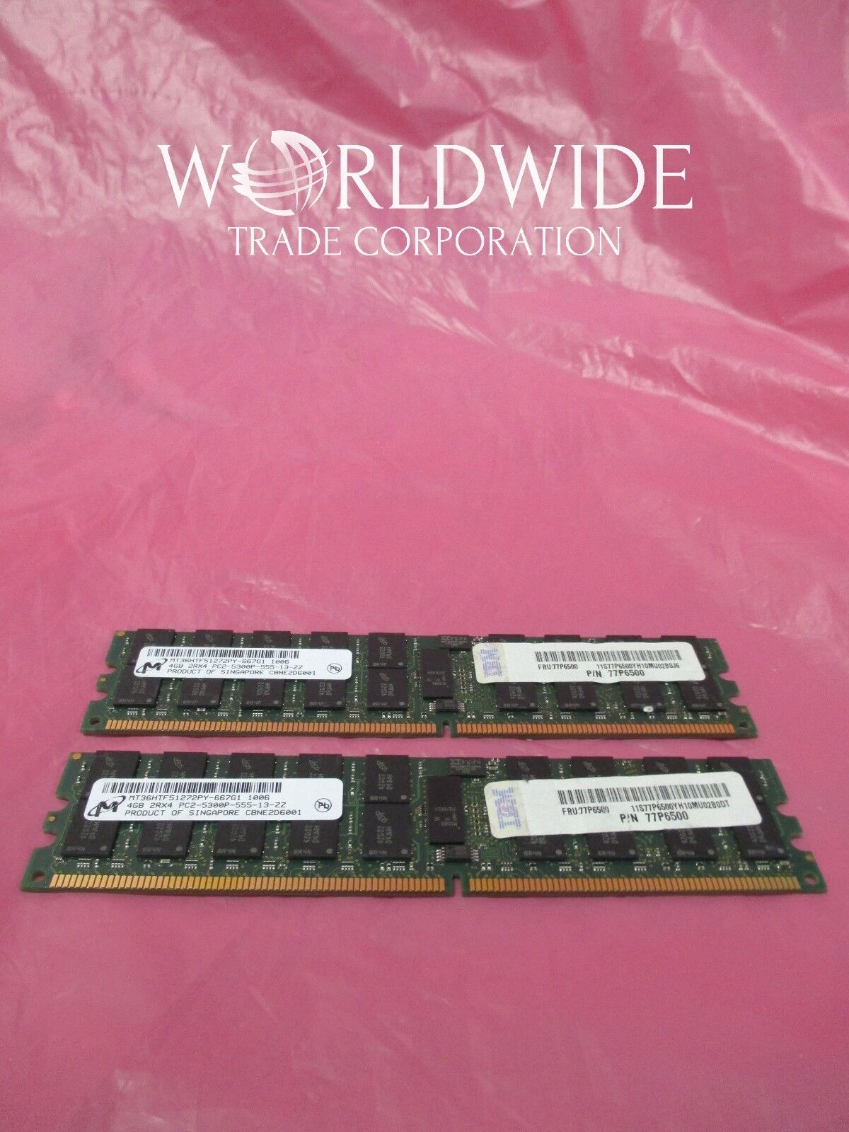 IBM #4523 Memory 8192MB (qty 2x77P6500 (4096MB) 667MHz Stacked RDIMMS p&i series