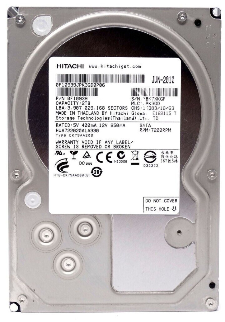 Hitachi Ultrastar A7K2000 HUA722020ALA330 0F10452 2TB SATA HDD Hard Drive