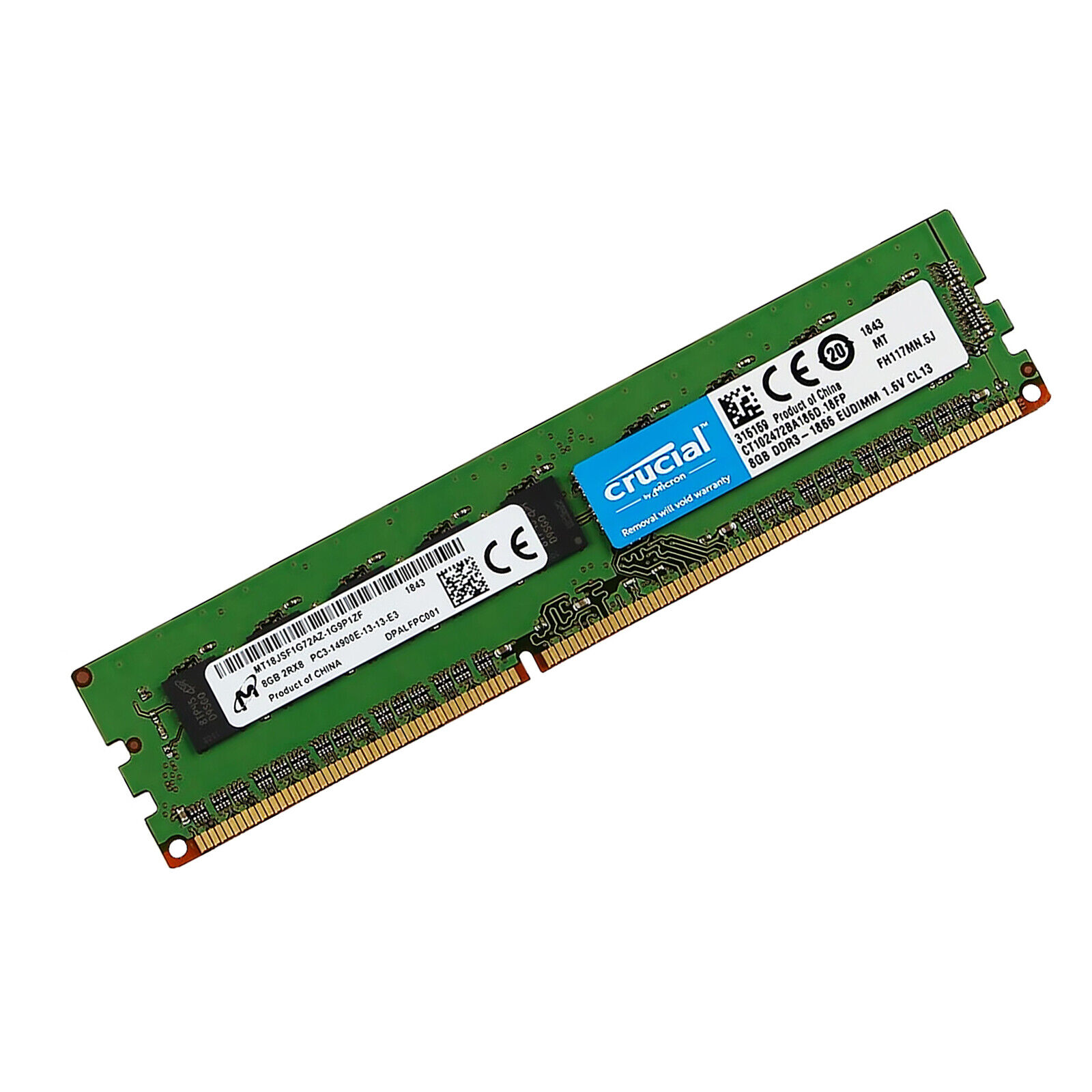 Crucial 8GB DDR3-1866Mhz ECC Unbuffered DIMM RAM 2RX8 PC3-14900 Server Memory