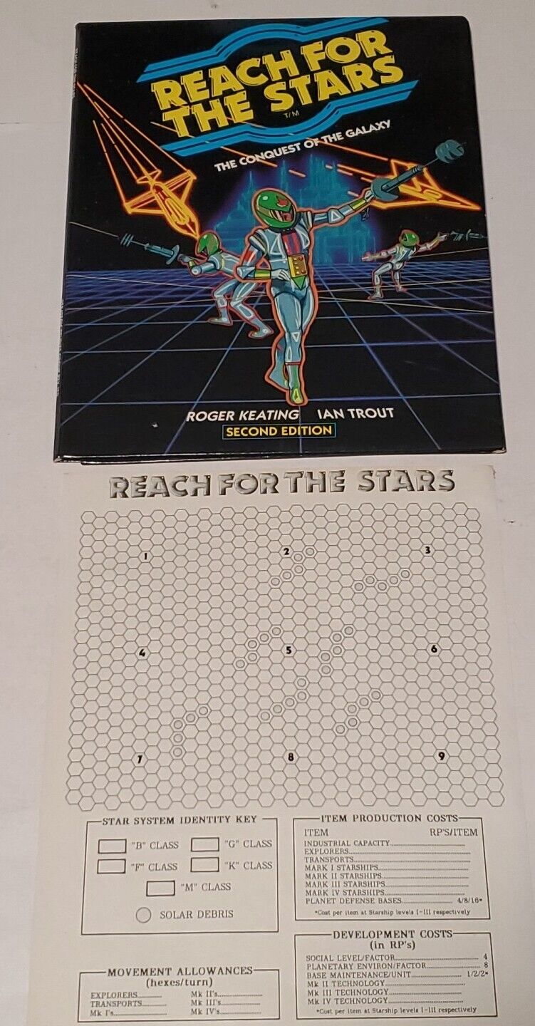 Reach for the Stars 2nd edition Apple II Vintage Computer Game SLEEVE & MAP ONLY