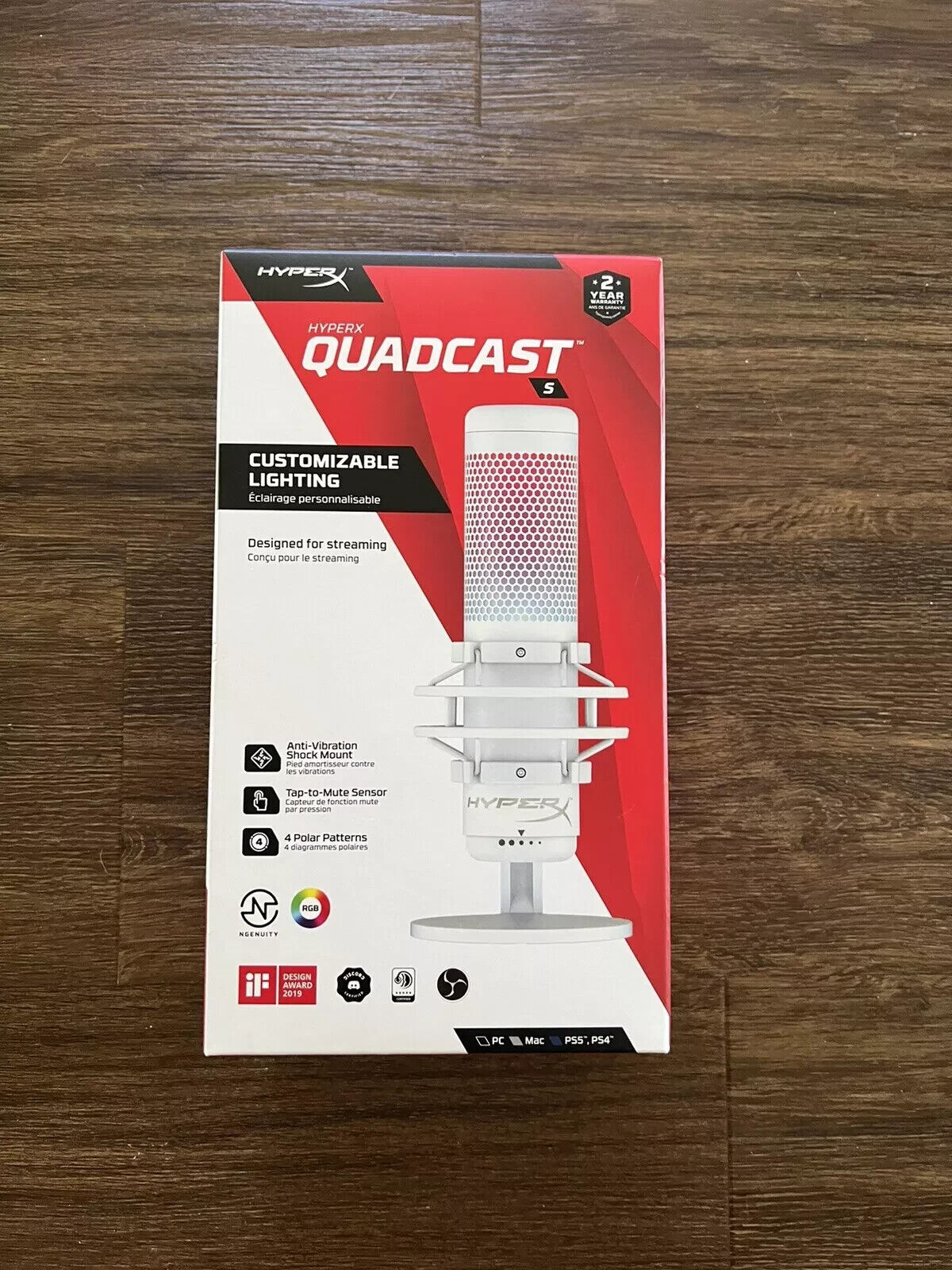 HyperX QuadCast S USB Condenser Microphone For PC, PS5, PS4 & Mac - RGB Lighting