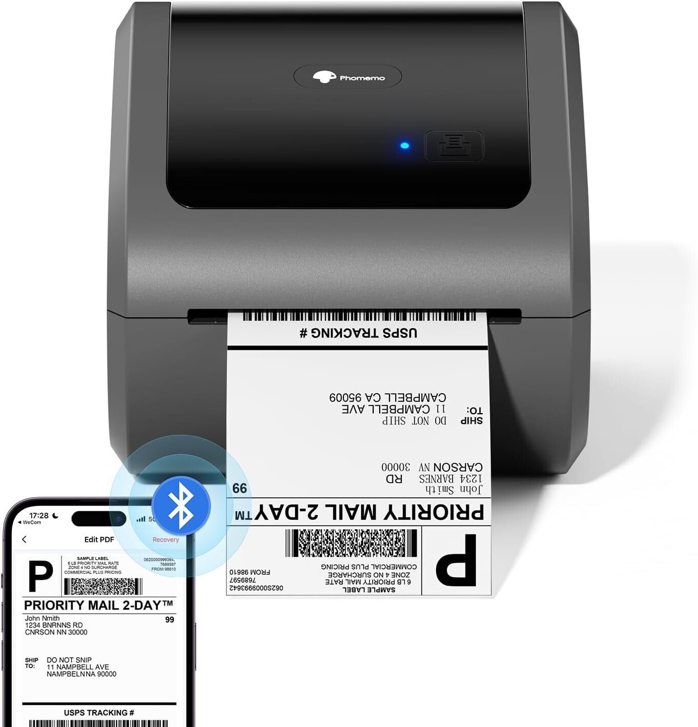 Phomemo 4x6 Shipping Label Printer Thermal Barcode Desktop Printer+ - NEW