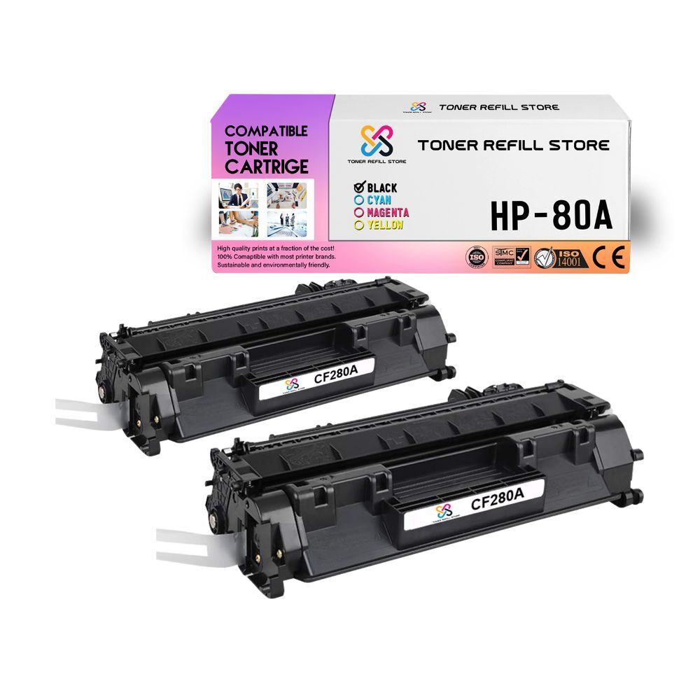 2Pk TRS 80A CF280A Black Compatible for HP LaserJet M401dn Toner Cartridge